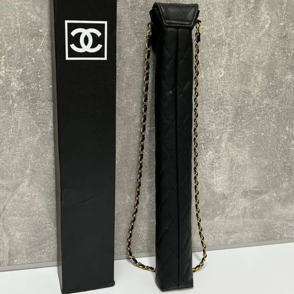 Зонт Chanel черный в кожаном чехле